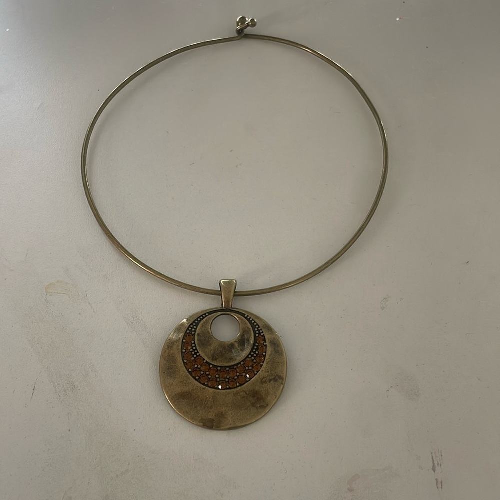 Vintage gold orange gem choker necklace